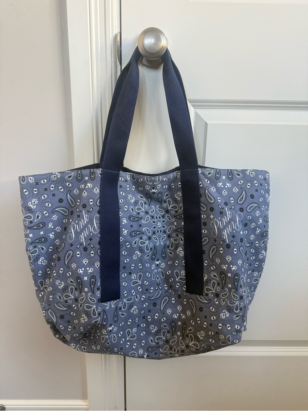 PINK Victoria's Secret Blue Bandana Canvas Tote